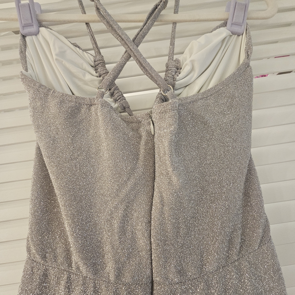 PatBO LUREX SILVER CUT OUT MAXI DRESS SZ 6 US - Picture 7 of 15